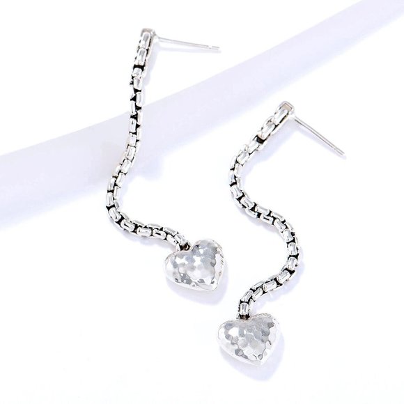John Hardy JAI Sterling Silver Heart Symbols of Love Drop Earrings  2-1/2"  NIB - Picture 3 of 8